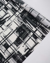 Tecido Viscose Italiano Estampa Geométrica Abstrata Preto e Offwhite