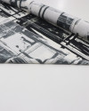 Tecido Viscose Italiano Estampa Geométrica Abstrata Preto e Offwhite