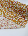 Tecido Viscose Tapete Floral Vermelho, Branco e Amarelo Mostarda
