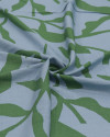 Tecido Viscose Texturizada Macro Folhagem Verde e Azul Índigo