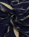 Tecido Crepe Koshibo Macro Ramos Bege e Azul Marinho Noite