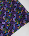 Tecido Viscose Texturizada Suculentas Roxo, Azul e Preto