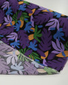 Tecido Viscose Texturizada Suculentas Roxo, Azul e Preto