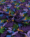 Tecido Viscose Texturizada Suculentas Roxo, Azul e Preto
