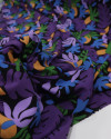 Tecido Viscose Texturizada Suculentas Roxo, Azul e Preto