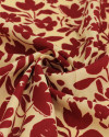 Tecido Viscose Ramos Abstratos Vermelho e Amarelo