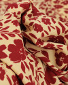 Tecido Viscose Ramos Abstratos Vermelho e Amarelo