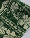 Tecido Viscose Premium Barrado Floral Tropical Creme e Verde