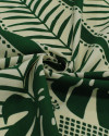 Tecido Viscose Premium Barrado Floral Tropical Creme e Verde