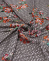 Tecido Viscose Flores e Geométrico Cinza