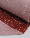 Tecido Viscose Premium Micro Pingos Irregulares Branco e Vermelho