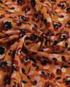 Tecido Viscose Premium Tapete Floral Abstrato Colorido e Laranja