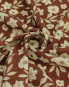 Tecido Viscose Premium Ramos Florais Creme e Marrom