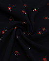 Tecido Viscose Premium Micro Flores Branco, Vermelho e Preto
