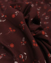Tecido Viscose Premium Micro Ramos Florais Branco, Vermelho e Marsala