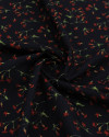 Tecido Viscose Premium Micro Ramos Florais Vermelho, Verde e Preto