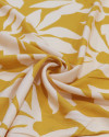 Tecido Viscose Texturizada Macro Flores Abstratas Pêssego e Amarelo Queimado