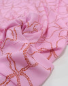 Tecido Viscose Tapete Floral Abstrato Vermelho e Rosa