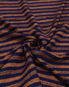 Tecido Viscose Texturizada Listras Estampadas Laranja e Azul Marinho