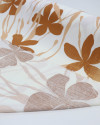 Tecido Viscose Texturizada Macro Floral Marrom e Listras Brancas Estonadas