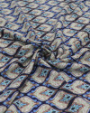 Tecido Viscose Italiano Estampa Desenho Indiano Tons de Azul