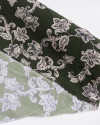 Tecido Viscose Flores e Cashmere Creme e Verde Militar