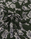Tecido Viscose Flores e Cashmere Creme e Verde Militar