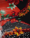 Tecido Crepe Bubble Multi Estampado Laranja e Preto (COM DETALHES)