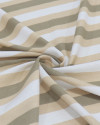 Tecido Linho Misto Estampado Listras Verde, Bege e Offwhite (COM DETALHES)