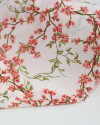 Tecido Crepe Koshibo Leve Ramos Florais Rosa e Branco (COM DETALHES)