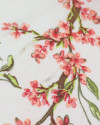 Tecido Crepe Koshibo Leve Ramos Florais Rosa e Branco (COM DETALHES)