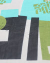 Tecido Crepe Chiffon Gêometricos Ciano, Verde e Offwhite (COM DETALHES)