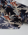 Tecido Viscose Macro Folhagem Marrom, Creme e Tons de Azul (COM DETALHES)