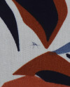 Tecido Viscose Macro Folhagem Marrom, Creme e Tons de Azul (COM DETALHES)