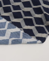 Tecido Viscose Italiano Geométrico 3D Cinza e Azul Marinho (COM DETALHES)