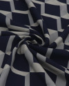 Tecido Viscose Italiano Geométrico 3D Cinza e Azul Marinho (COM DETALHES)