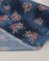 Tecido Crepe Salinas Buquê Floral Colorido e Tons de Azul (COM DETALHES)
