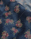 Tecido Crepe Salinas Buquê Floral Colorido e Tons de Azul (COM DETALHES)