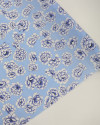 Tecido Tricoline Italiano Flor de Lótus Branco e Tons de Azul (COM DETALHES)