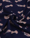 Tecido Viscose Pássaros Rosa, Branco e Azul Marinho (COM DETALHES)