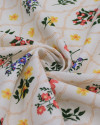Tecido Linho Misto Estampado Multi Floral Contornado Colorido e Bege