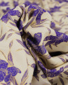 Tecido Linho Misto Premium Campo de Lírios Roxo e Creme