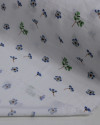 Tecido Viscose Texturizada Micro Ramos e Flores Verde, Azul e Branco