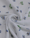 Tecido Viscose Texturizada Micro Ramos e Flores Verde, Azul e Branco