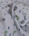 Tecido Viscose Texturizada Micro Ramos e Flores Verde, Azul e Branco