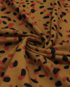 Tecido Viscose Premium Pingos Sobrepostos Preto, Vermelho e Caramelo