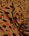 Tecido Viscose Premium Pingos Sobrepostos Preto, Vermelho e Caramelo