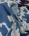 Tecido Viscose Premium Barrado Arte Abstrata Tons de Azul e Offwhite