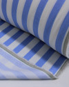 Tecido Linho Misto Estampado Listrado Azul e Branco
