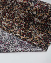 Tecido Viscose Texturizada Micro Tapete Floral Marsala, Bege e Preto